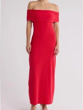 AFRM Morgan Off-the-Shoulder Maxi Dress — Lollipop, Size L, NWT